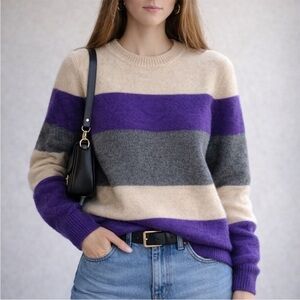 COS Alpaca Yak Colorblock Cozy Soft Blend Sweater Size M